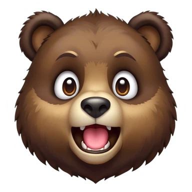 Cinematic Comical bear cub Portrait Emoji, Head tilted dramatically with an exaggeratedly amused expression, featuring a striking, glossy dark brown fur with bold fur texture, wide, expressive eyes filled with playful disbelief, Simplified yet hilariously expressive features, highly detailed, glowing with a slightly sassy glow, high shine, dramatic yet playful, stylized with an air of cheeky wilderness mischief, bright and endearing, soft glowing outline, capturing the essence of a spirited and over-the-top bear cub, so meme-worthy it feels like it could roar its way into internet fame instantly! sticker