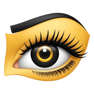 eyelash strip above an open eye sticker