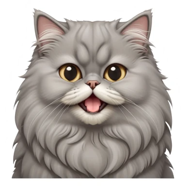 cinematic-adorable-big-eyed-fluffy-grey-persian-cat-portrait-emoji,-head-tilted-playfully-with-a-cute,-exaggerated-yawn,-fluffy-grey,-simplified-yet-irresistibly-cute-features sticker