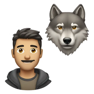 a man and a wolf sticker