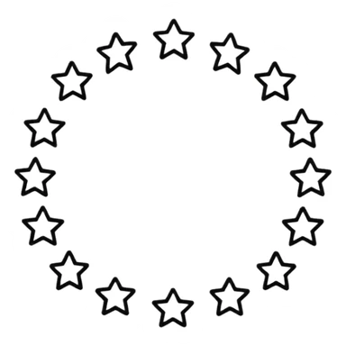 Can u make a emoji with 15 stars in a circle no face no nothin just lines and nothing in the middle and the stars have nothing it in too just lines black and white no face  sticker