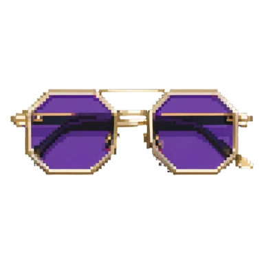 retro 70s octagonal sunglasses with purple lenses and gold frames sticker