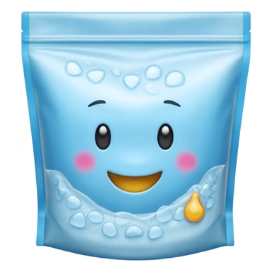 freezer bag, transparent, resealable, partially filled with air, zipper seal at top, soft plastic folds, light blue or clear tint, frosted texture, no food, label, or branding, empty bag, soft lighting, emoji scale sticker