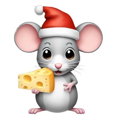 Mouse with Santa hat and cheese sticker