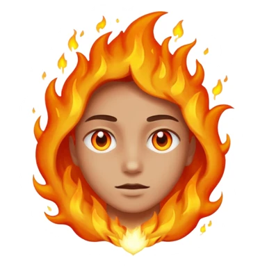 A burning person with fire coming out of where the eyes  sticker