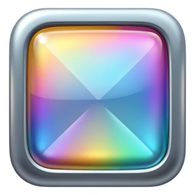 Sparkly glossy silver iridescent glass square sticker