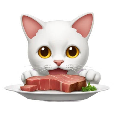 Cat eating steak sticker