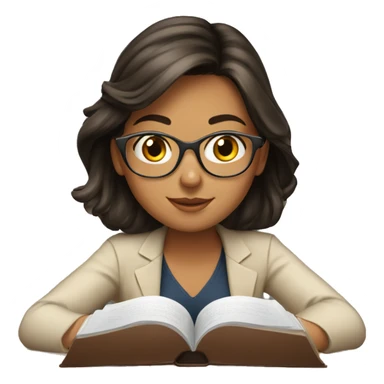 Pretty brunette woman studying sticker