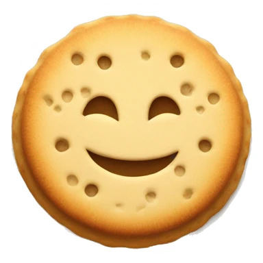 one round biscuit with tiny holes and a smile happy face sticker