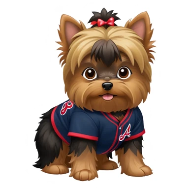yorkie in braves outfit sticker