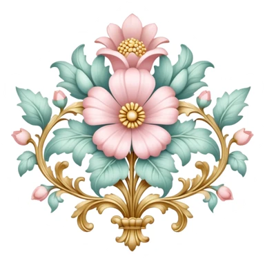 rococo regency flower sticker