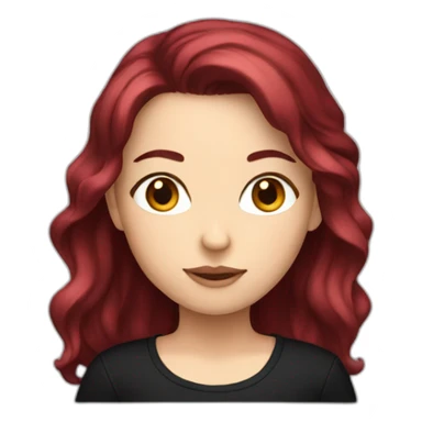 a white girl with burgundy hair in a black T-shirt sticker