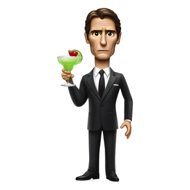 Patrick Bateman from american psycho holding a margarita glass sticker