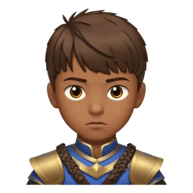 create a fringe haircut boy with a brown hair with hair little up more looking like warrior haircut sticker