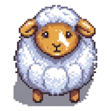 adorable round sheep with fluffy wool sticker