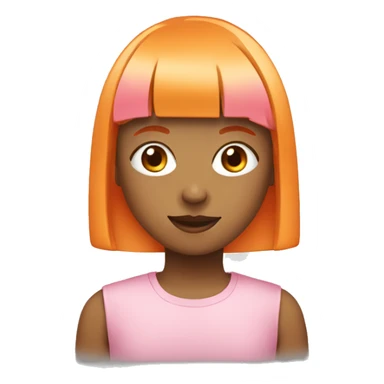 girl with orange straight hair and bangs wearing pink sticker