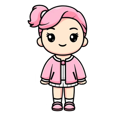 girl wearing pink Chanel-style outfit sticker