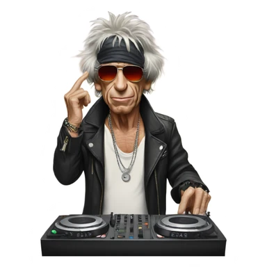 Keith Richards playing DJ sticker