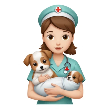 nurse holding baby dog sticker