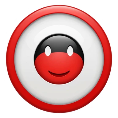 Red circle with a white circle inside and inside the white circle is a black circle like an evil eye nazar sticker