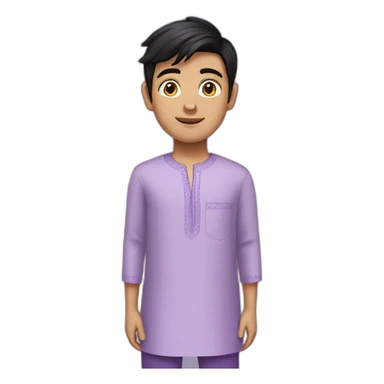 Young white boy black hair in lavender kurta sticker