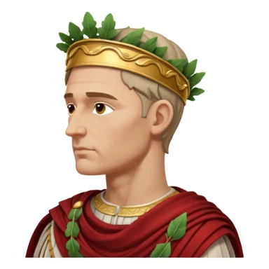 Julius Caesar emoji, side profile, laurel wreath, Roman attire sticker
