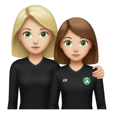 Maman cheveux marrons chemise noir et fille cheveux blond yeux verts tricot sport  sticker