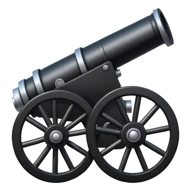 A black shiny cannon at a 3/4 degree sticker