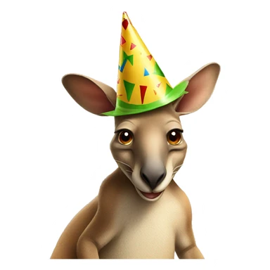 full kangaroo wearing party hat sticker