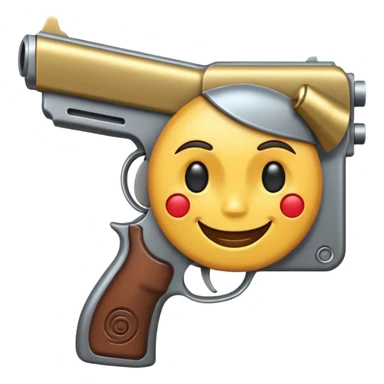 Gun to a smiley face sticker