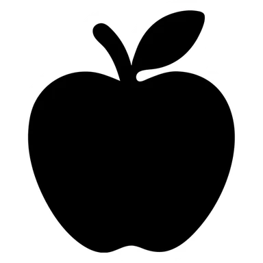apple, solid filled icon style, monochrome, strong silhouette, suitable for branding or signage sticker