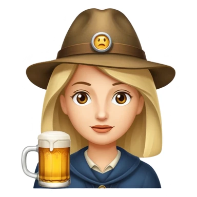 Erstelle das WhatsApp Emoji "zwinkerndes Gesicht" mit Bierkrug und Hut sticker