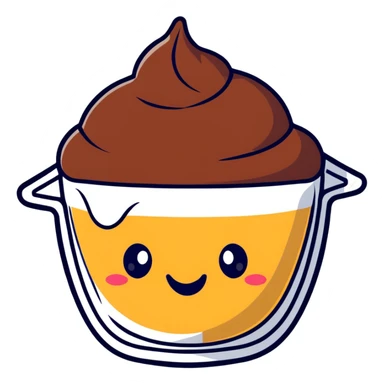cute chocolate pudding with a happy face sticker