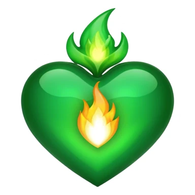 fire green heart emoji with green flame sticker