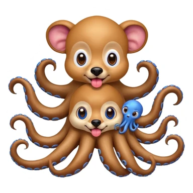 Dog with an octopus on his back with monkeys all of their tongues out with big eyes sticker