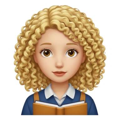 girl student , curly blone hair sticker