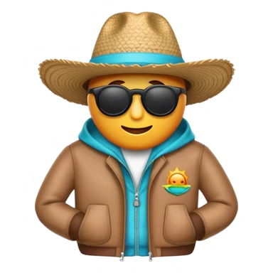 emoji con lentes de sol y sombrero y chaqueta  sticker