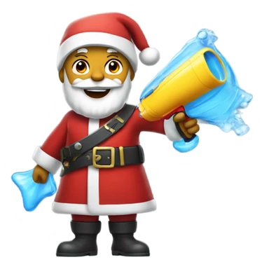 Santa with a water gun  sticker