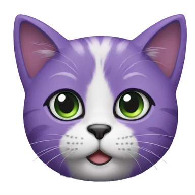 Purple cat with black and Green eyes  sticker