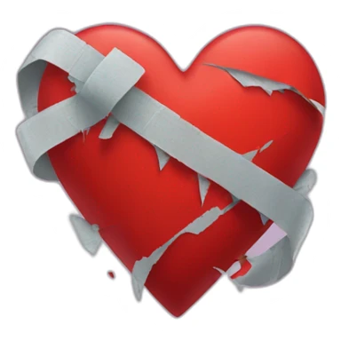taped red broken heart sticker