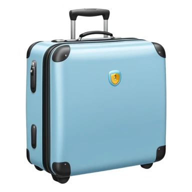Light blue carryon suitcase, cute sticker