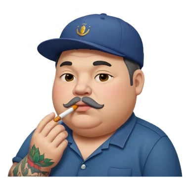 a fat dad with a cap and tattoos, with a cigarette in his mouth sticker