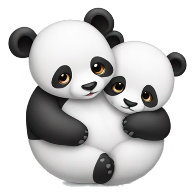 Two panda bears hugging each other sticker