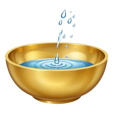 simple gold bowl, top up inside view, full of water sticker