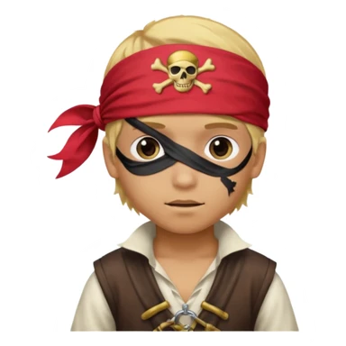 light brown Hispanic boy with blond hair that is dressed as a pirate sticker