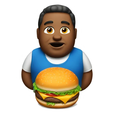 Fat man with burger sticker