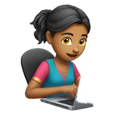 indian girl working on a laptop sticker