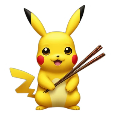 Pikachu with chopsticks  sticker