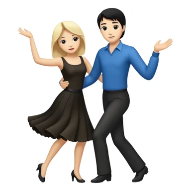 couple dancing full body man black hair woman blonde sticker