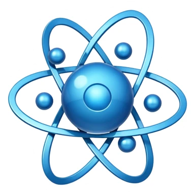 Stylized blue science atom symbol icon  sticker